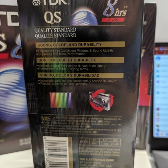 5 Pack TDK Premium Quality QS VHS Tapes T-120 8 Hour- New & Sealed - Picture 3 of 3